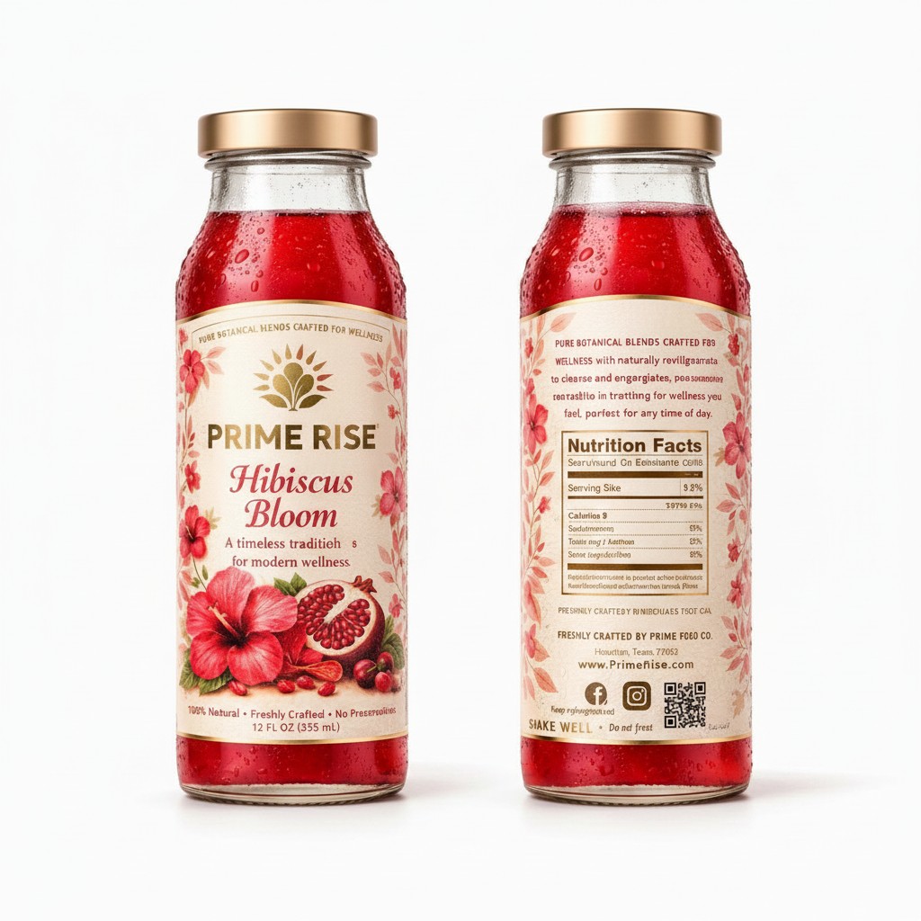 Hibiscus Bloom, front and back labels
